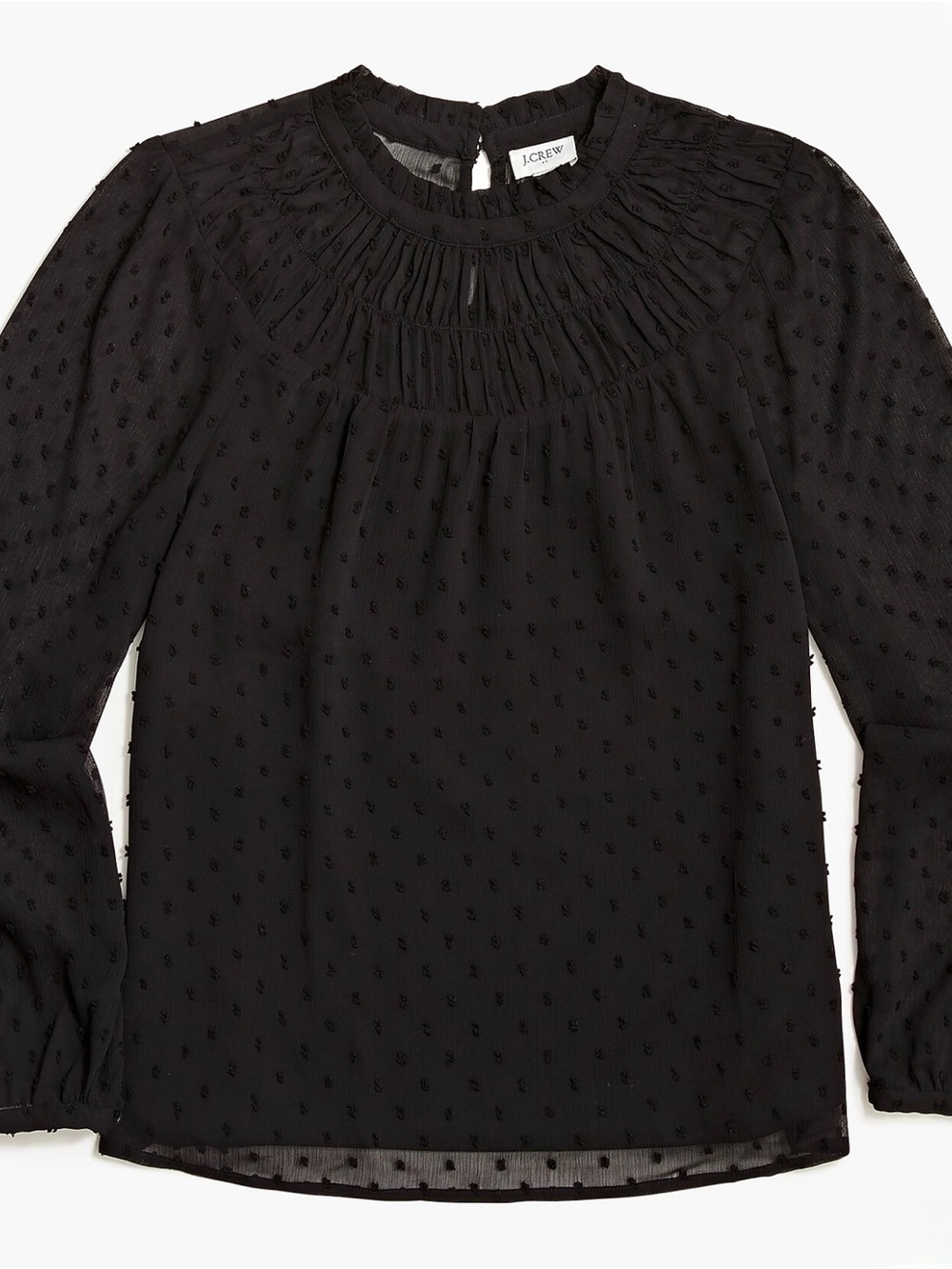 NWT J.Crew Factory Black Clip-dot smocked top - Size Small